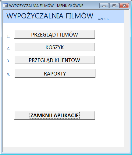 Projekt wypożyczalnia kaset wideo